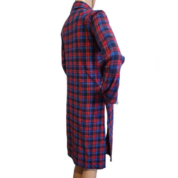 Red & Blue Stylish Plaids! Versatile, Side splits, Chest Pockets, Knee Length SM - Picture 14 of 16